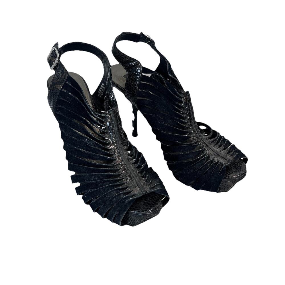 Lovely People Spiky Ultra High Heels Stiletto Leather Shoes size 8M Thistle Prom